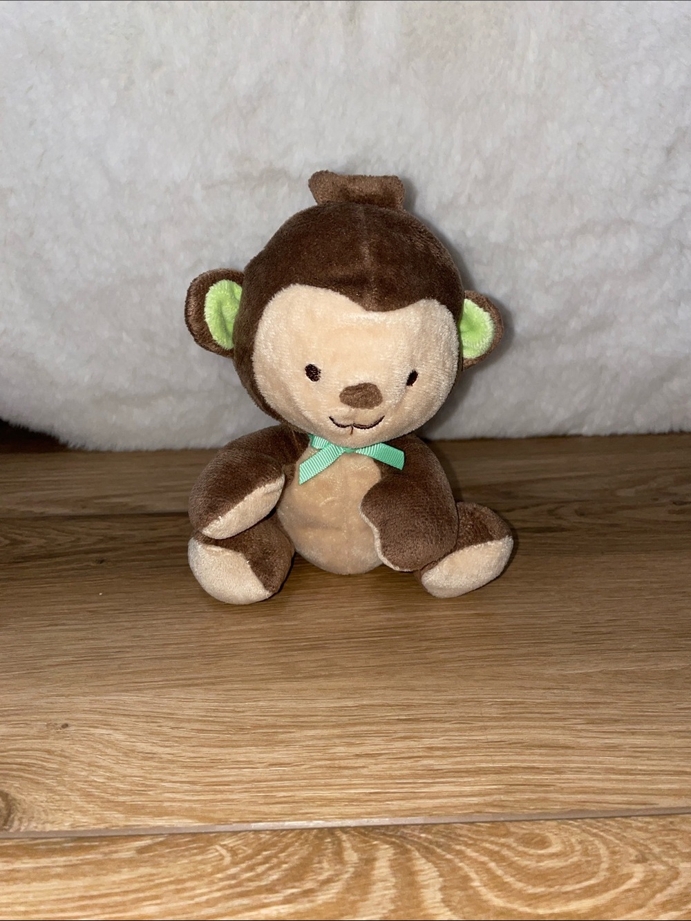 Fisher Price Snugamonkey Brown Plush Toy Green Bow Prestige 6” 2013